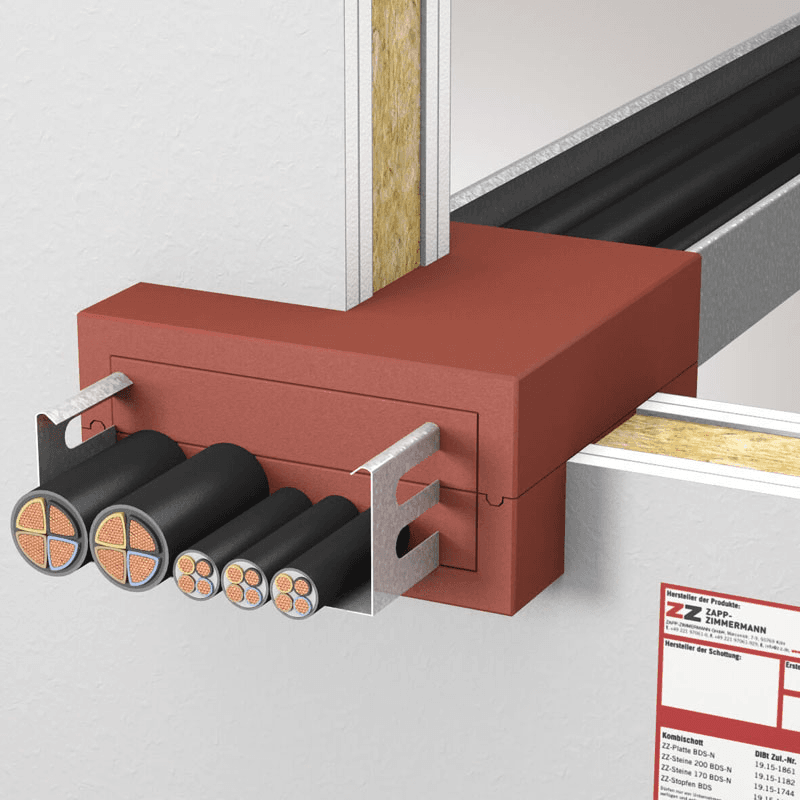 Montage-Situation einer Brandschutzabschottung mit klarer, ordentlicher Ausführung