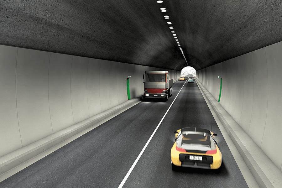 Detail view of fire protection cladding with a clean interface