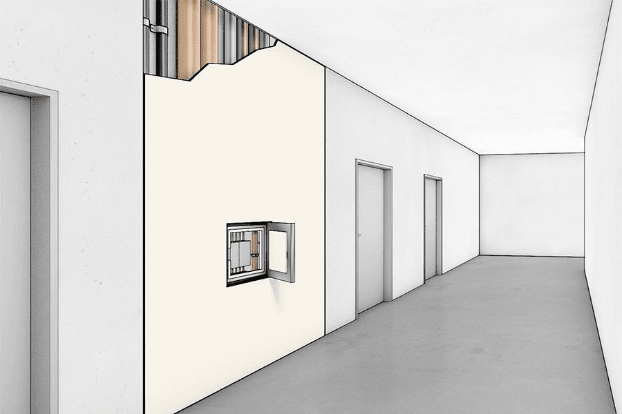 Technical area with a cleanly executed fire protection cladding solution